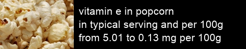 vitamin e in popcorn information and values per serving and 100g